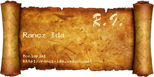 Rancz Ida névjegykártya
